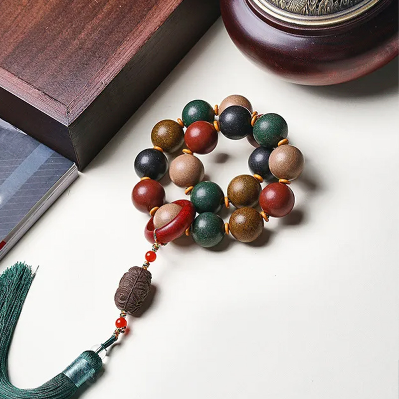 数珠ブレスレット レディース お守り 18玉 18mm 天然生薬製 香珠ブレスレット ハンドメイド 癒し 集中力