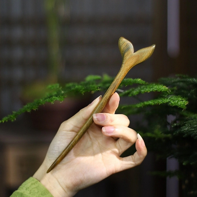 木簪 鯨のかんざし 木製かんざし 高級 檀木 一本挿し 和装髪飾り 普段