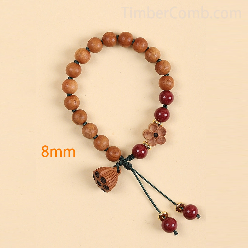 野生の老桃の木ブレスレット レディース 高含有紫金石朱編み 本命年お守り数珠ブレスレット・腕輪数珠