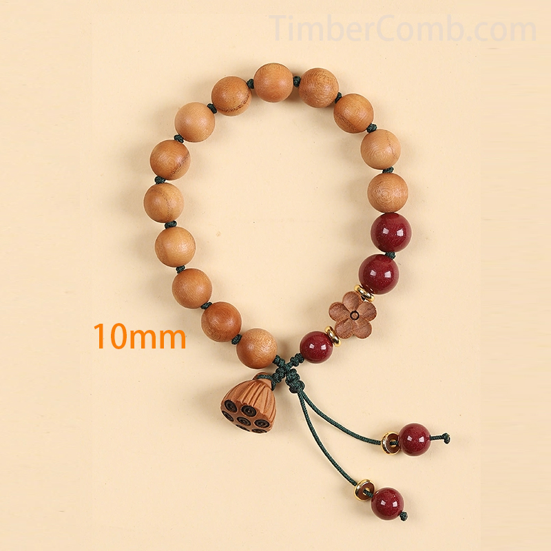 野生の老桃の木ブレスレット レディース 高含有紫金石朱編み 本命年お守り数珠ブレスレット・腕輪数珠