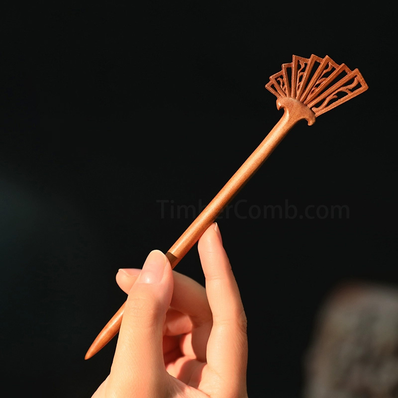 手作り桃木製かんざし（女性用）は、新日本風のデザインを融合した、日常の結髪に最適な実用的な髪飾りです。-木彫り高級人気専門店