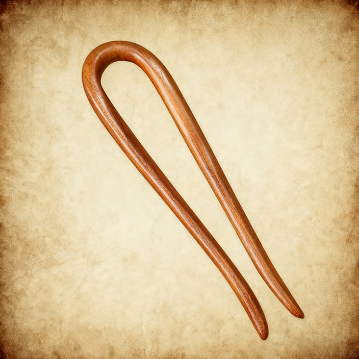 職人手作りの桃の木のu字型かんざし 高級木材 桃材 1本かんざし 髪飾り かわいい 和風 写真 桃材の簪