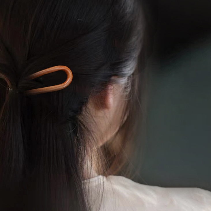 職人手作りの桃の木のu字型かんざし 高級木材 桃材 1本かんざし 髪飾り かわいい 和風 写真 桃材の簪