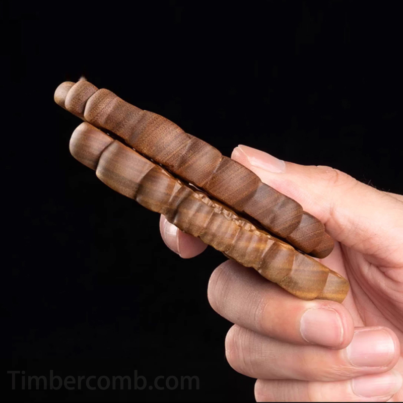 檀木櫛 ヘアブラシ 木製櫛 携帯用 くし ヘアコーム 檀木 牡丹 お守り 静電気防止 頭皮マッサージ