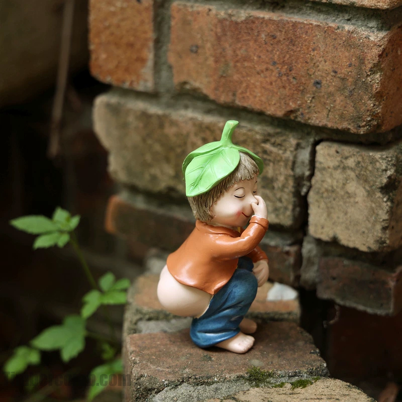 うんちボーイ置き物 リビング・バルコニー向け 鉢植え・テレビボード・デスク・楽しい ガーデンを彩る面白い装飾品