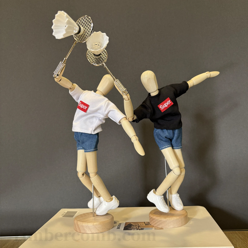 創造的な可動式人形置物｜バドミントンテーマの室内デスク装飾・卓上飾り 繊細な関節可動仕様