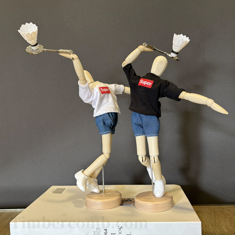創造的な可動式人形置物｜バドミントンテーマの室内デスク装飾・卓上飾り 繊細な関節可動仕様