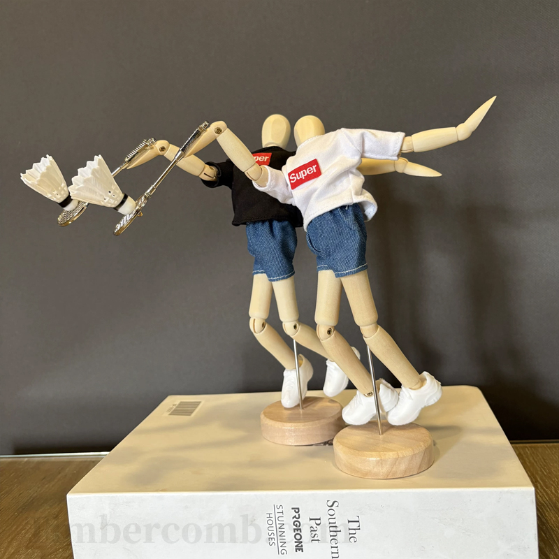 創造的な可動式人形置物｜バドミントンテーマの室内デスク装飾・卓上飾り 繊細な関節可動仕様