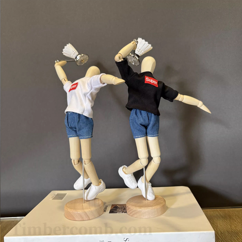 創造的な可動式人形置物｜バドミントンテーマの室内デスク装飾・卓上飾り 繊細な関節可動仕様