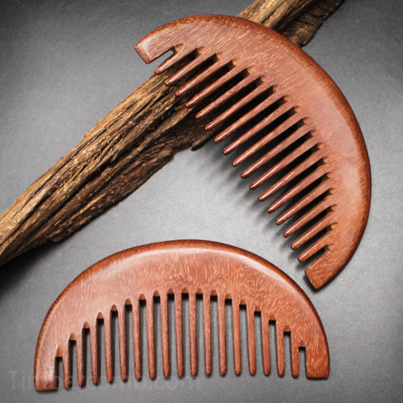 紫檀木櫛 天然木 木製櫛 自然の風合い 深みのある光沢 静電気抑え 頭皮をやさしく守る 携帯便利 高級ヘアケアアイテム