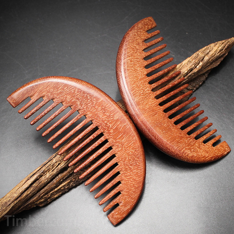 紫檀木櫛 天然木 木製櫛 自然の風合い 深みのある光沢 静電気抑え 頭皮をやさしく守る 携帯便利 高級ヘアケアアイテム