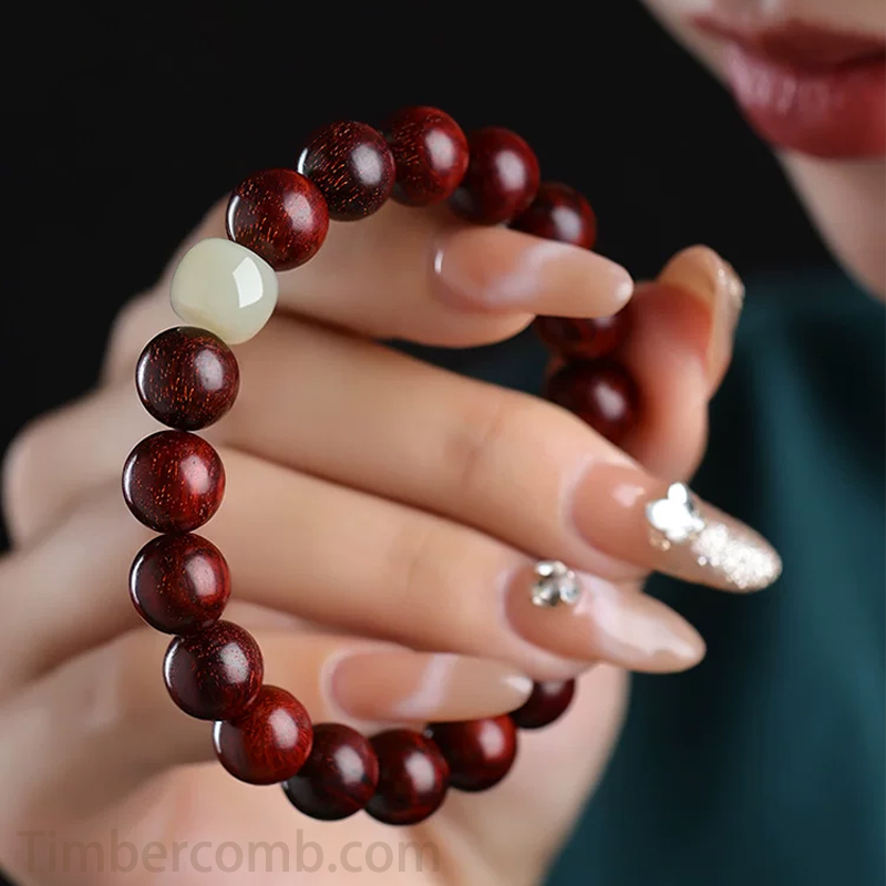 天然金糸檀木ブレスレット - レディースブレスレット木製数珠・和田玉ブレスレット 8mm/10mm・つぶし手首輪