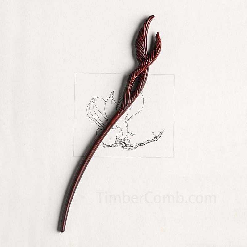 小葉紫檀簪 コクタン製かんざし 木製ヘアピン アップスタイル用 古典漢服アクセサリー 手作り髪飾り-木彫り高級人気専門店