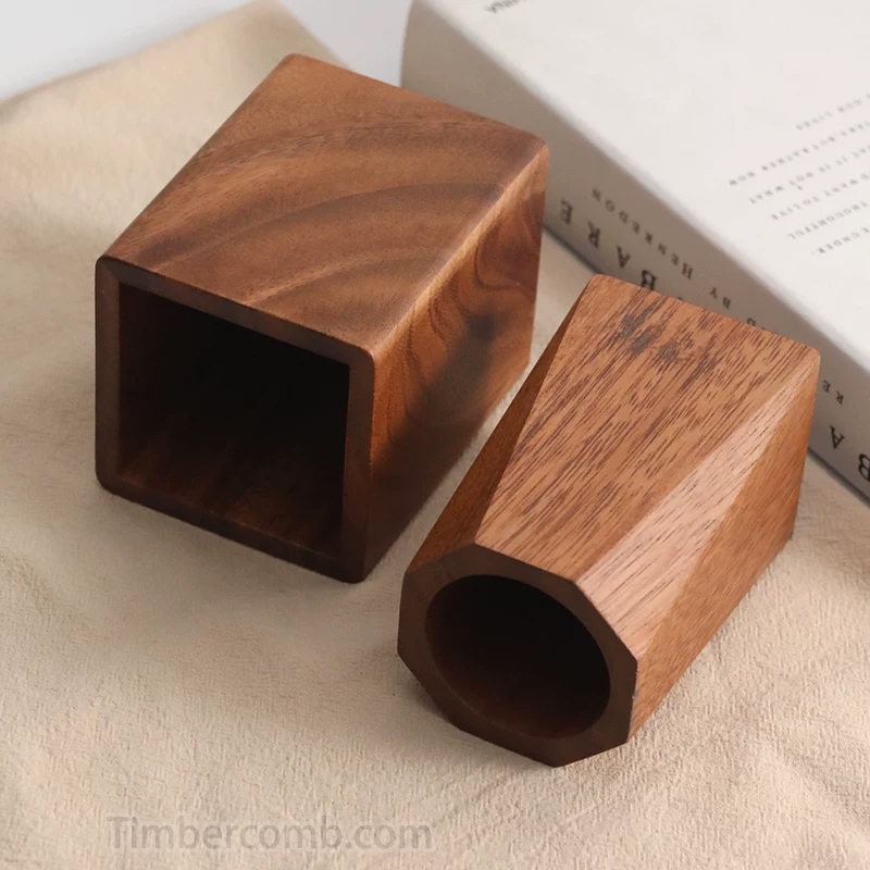 実木ペンスタンド 木製ペン立て オフィスデスク収納ボックス高級感のあるかわいい置物