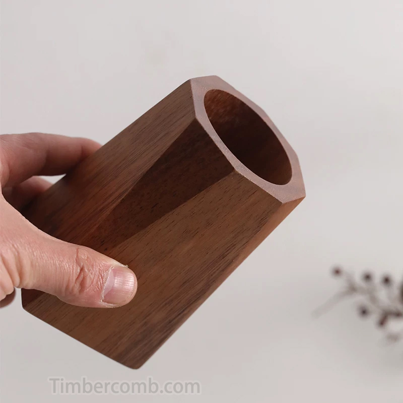 実木ペンスタンド 木製ペン立て オフィスデスク収納ボックス高級感のあるかわいい置物