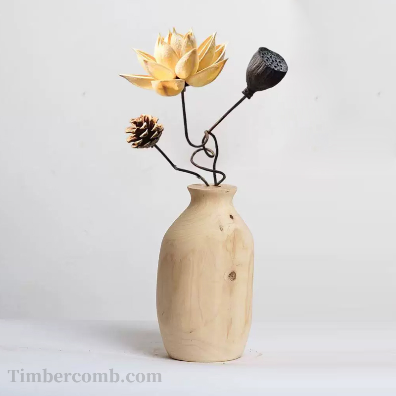 実木の花瓶置物、ドライフラワーアロマ、リビングルームの田園風、民宿・和風クリエイティブな家庭用置物