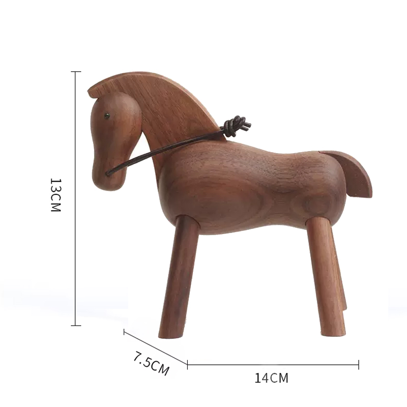 木馬の置物天然木製北欧風ブラックウォールナット 家庭・オフィスデスク・書斎用 クリエイティブな干支ギフト