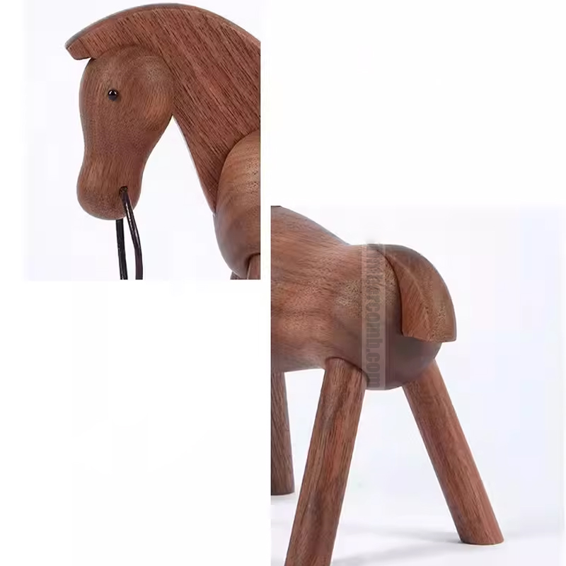 木馬の置物天然木製北欧風ブラックウォールナット 家庭・オフィスデスク・書斎用 クリエイティブな干支ギフト