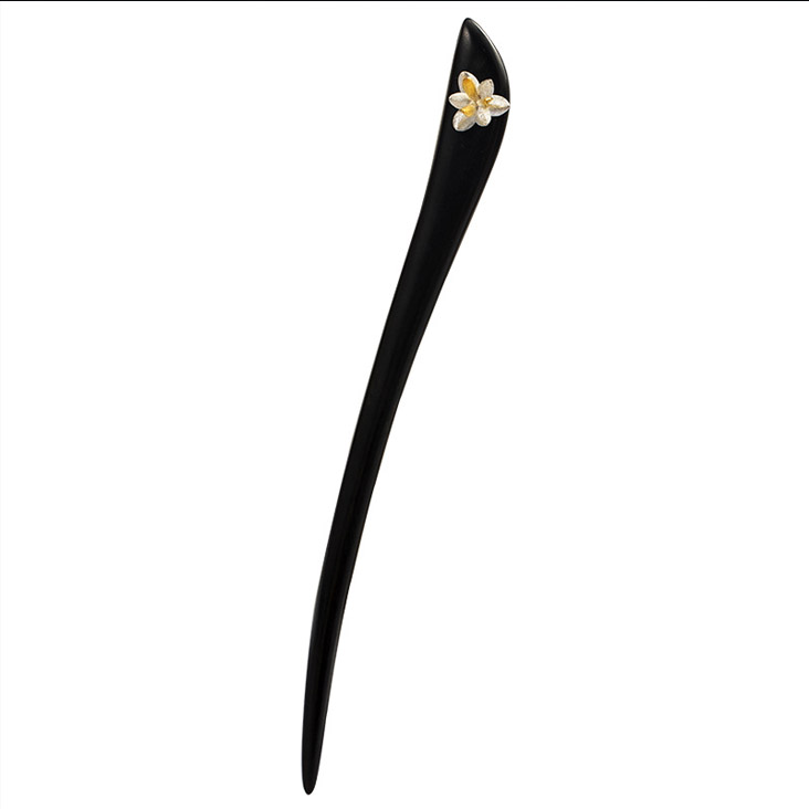 黒檀木のかんざし 九枚の花びらのかんざし 黒檀 木製簪 和装髪飾りヘアアクセサリー