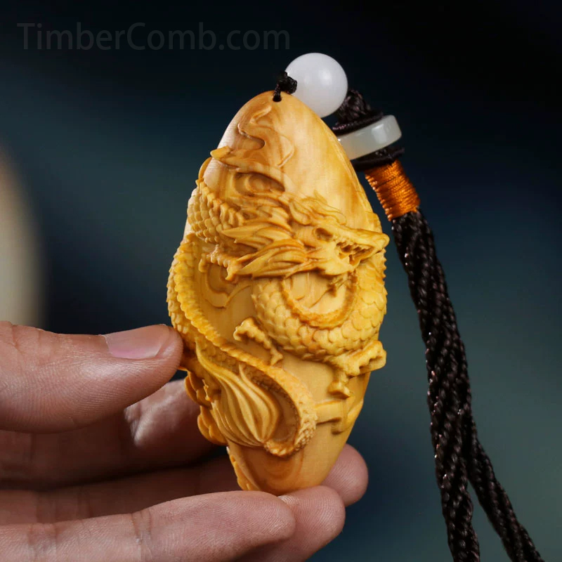 つげ木実木彫刻ルーラン美女 男女兼用手掛け置物・ネックレス・車用アクセサリー・ペンダント-木彫り高級人気専門店