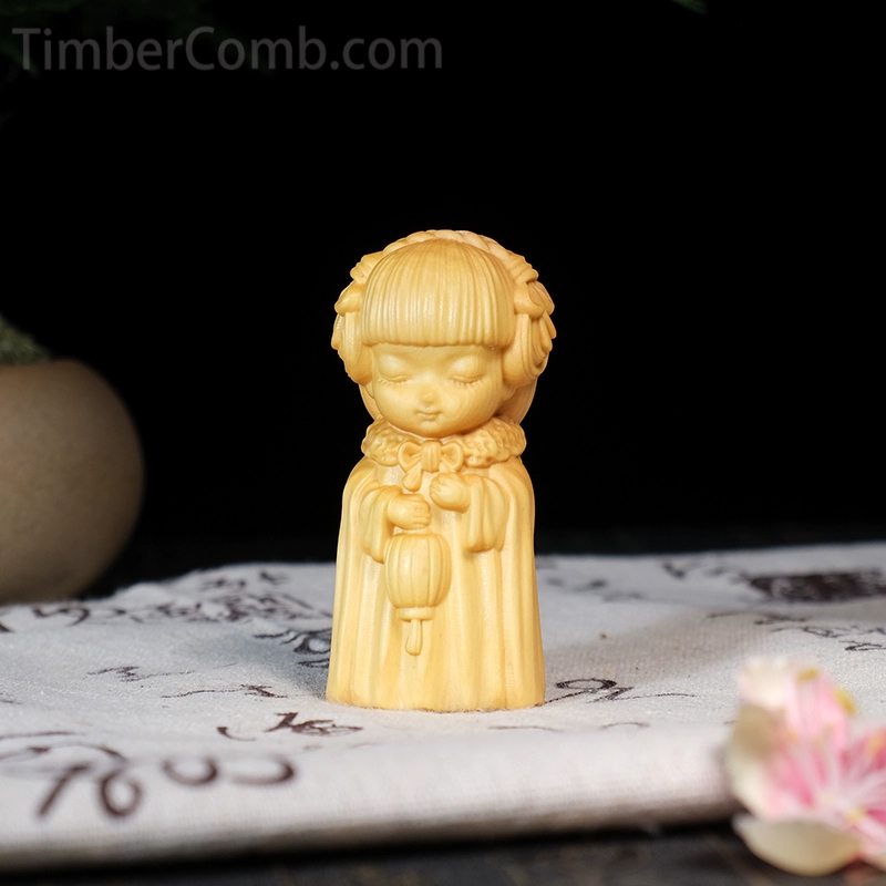つげ木彫り四大美人置物ユーモラスデザイン 和モダンインテリア向け手のひらアート｜木彫り工芸コレクション-木彫り高級人気専門店