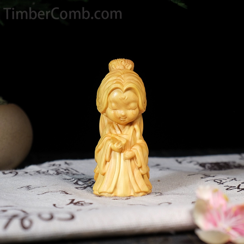 精緻　手作り　彫刻　工芸品　極品　カリン　木彫り　美人　お風呂　人物　置物 高さ：18ｃｍ 幅：5ｃｍDA13