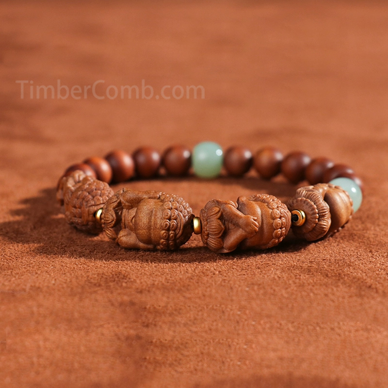 老山檀香ブレスレット｜四不仏オリジナル女性用アクセサリー｜無相仏｜彼女への誕生日-木彫り高級人気専門店