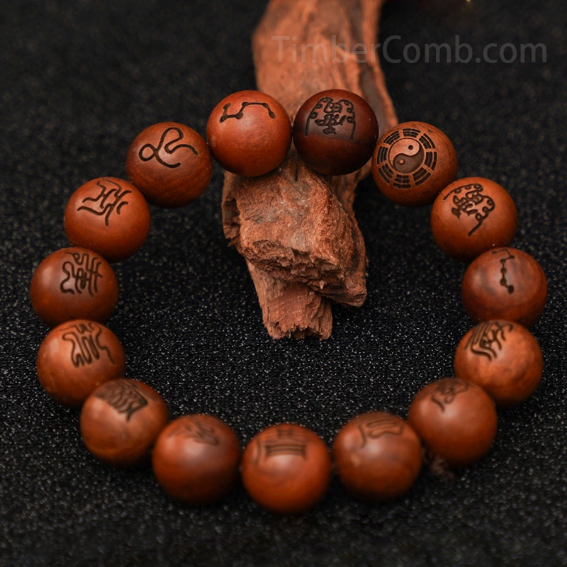 十字天経雷撃木数珠 メンズ手捻り用 天然無垢材 桃の木開運珠◆文玩ブレスレット ・レディース念珠・腕輪数珠