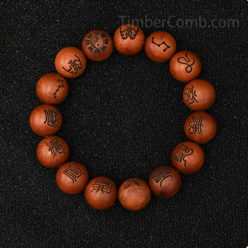 十字天経雷撃木数珠 メンズ手捻り用 天然無垢材 桃の木開運珠◆文玩ブレスレット ・レディース念珠・腕輪数珠