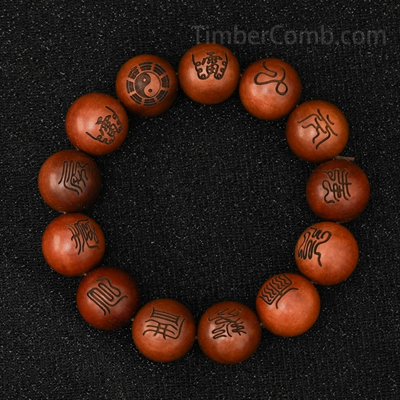 十字天経雷撃木数珠 メンズ手捻り用 天然無垢材 桃の木開運珠◆文玩ブレスレット ・レディース念珠・腕輪数珠