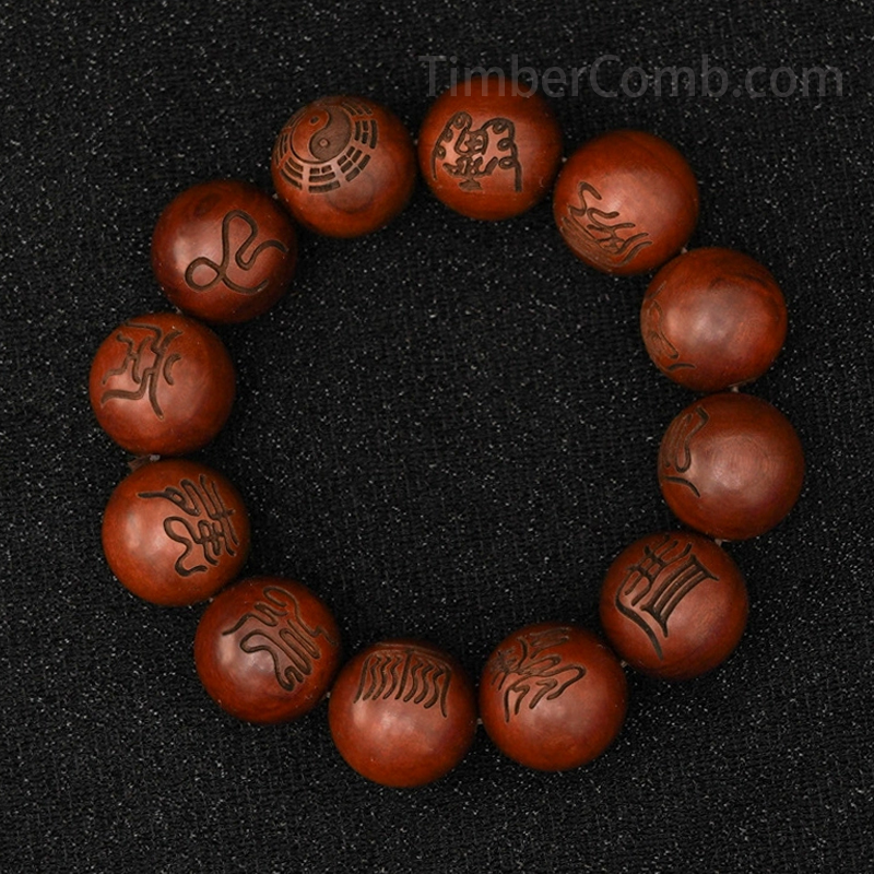 十字天経雷撃木数珠 メンズ手捻り用 天然無垢材 桃の木開運珠◆文玩ブレスレット ・レディース念珠・腕輪数珠