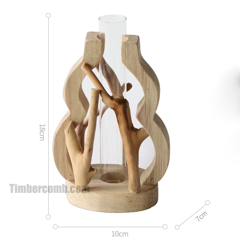 手作り木製花瓶の景観置物、木の花器、試験管を使った水耕栽培、田園風ミニ盆栽クリエイティブ