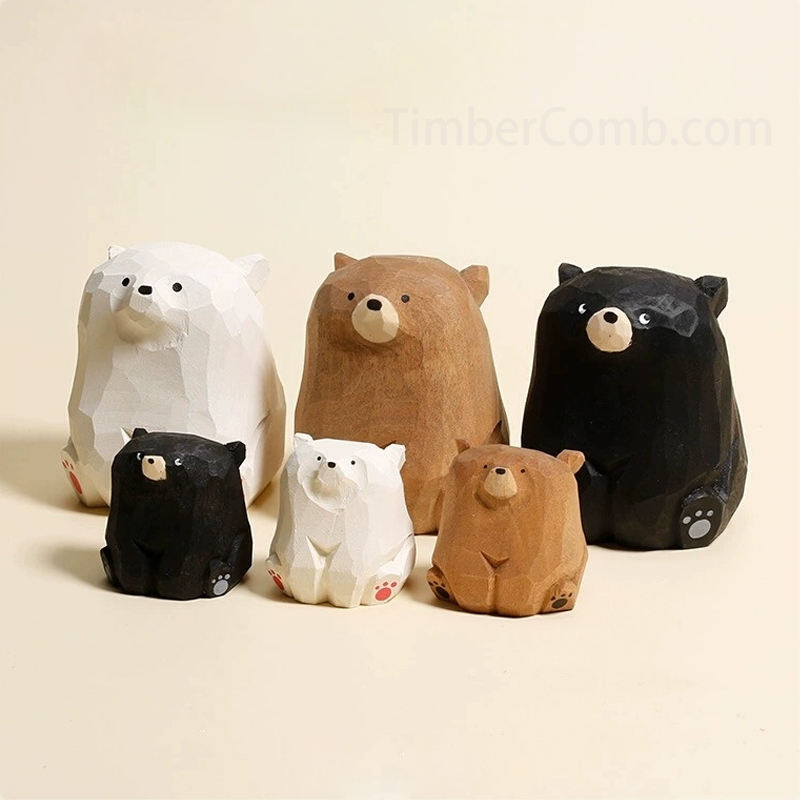 木彫りのクマの置物 和風・癒しストレス解消 デスク/仕事場用ミニデコ 女性への誕生日プレゼント-木彫り高級人気専門店