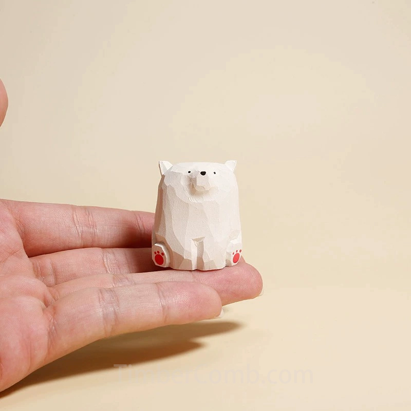 木彫りのクマの置物 和風・癒しストレス解消 デスク/仕事場用ミニデコ 女性への誕生日プレゼント-木彫り高級人気専門店