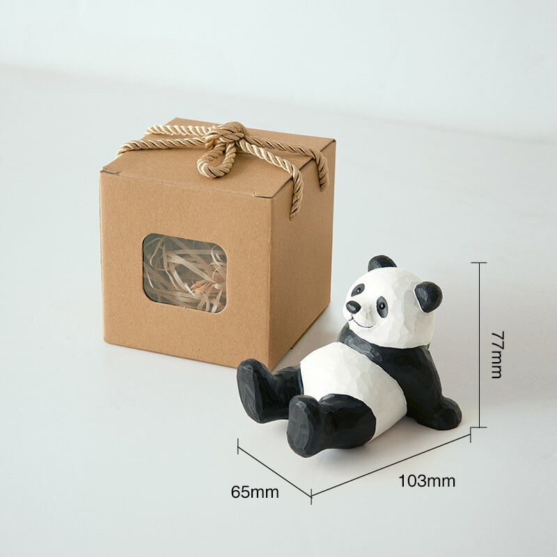 木彫りのパンダの置物 パンダ 多機能スタンド 贈り物 デスクトップ 動物置物 天然木 ハンドメイド