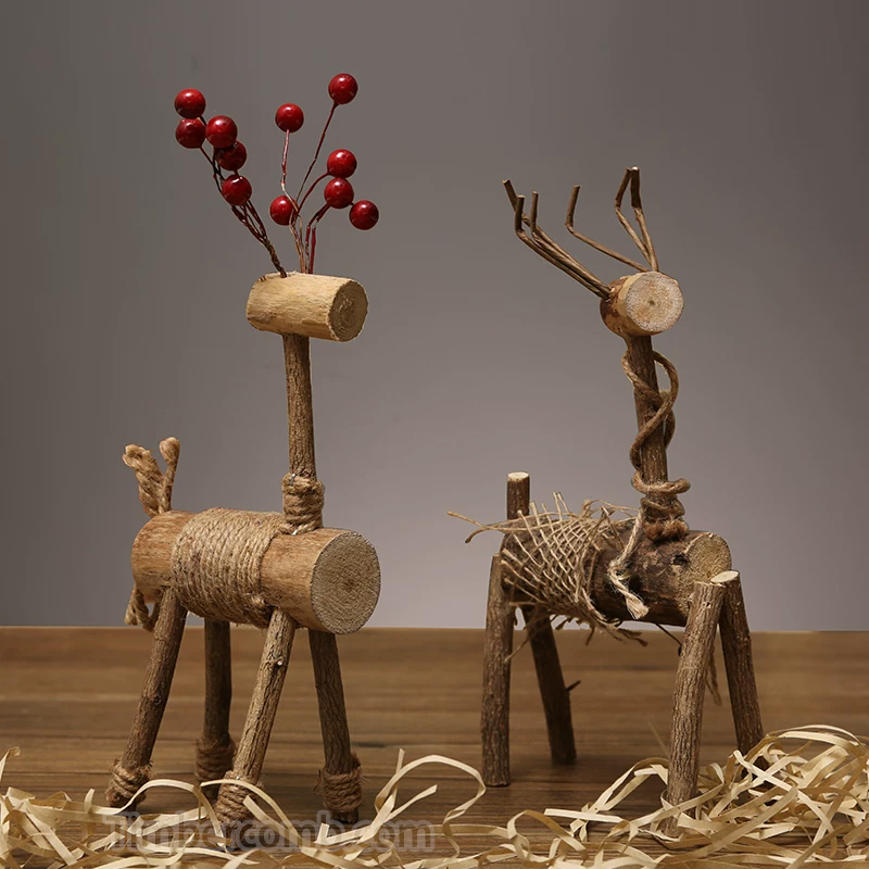 手作り / 木製 / 鹿の置物 / デスクアクセサリー / 木工芸品 / ナチュラルインテリア