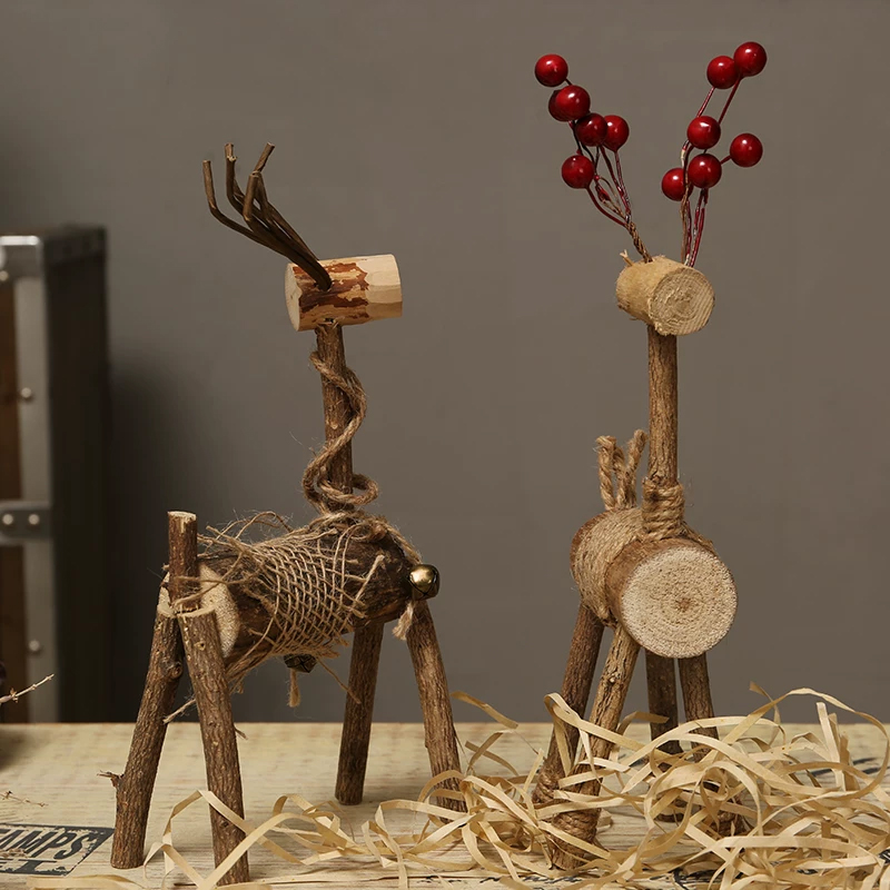 手作り / 木製 / 鹿の置物 / デスクアクセサリー / 木工芸品 / ナチュラルインテリア