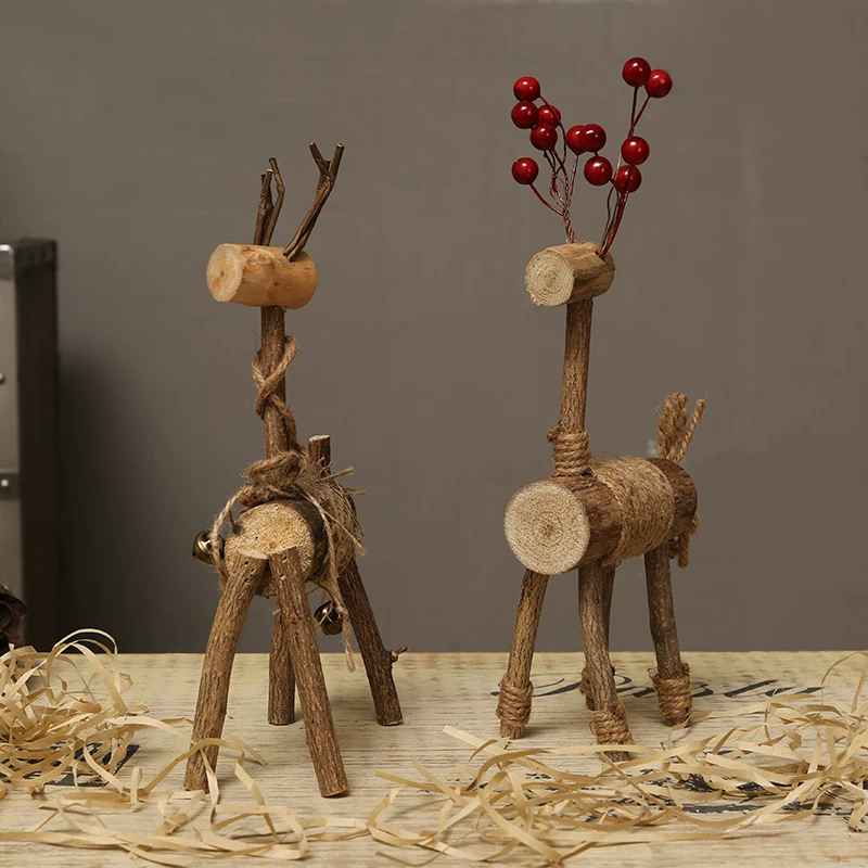 手作り / 木製 / 鹿の置物 / デスクアクセサリー / 木工芸品 / ナチュラルインテリア