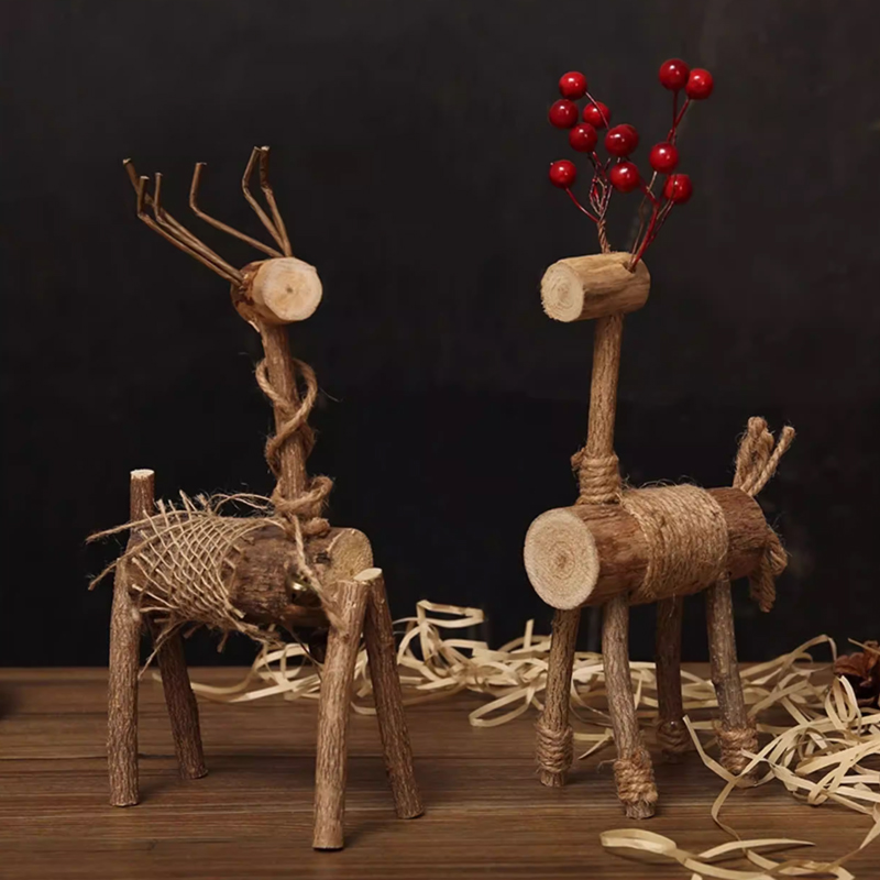 手作り / 木製 / 鹿の置物 / デスクアクセサリー / 木工芸品 / ナチュラルインテリア