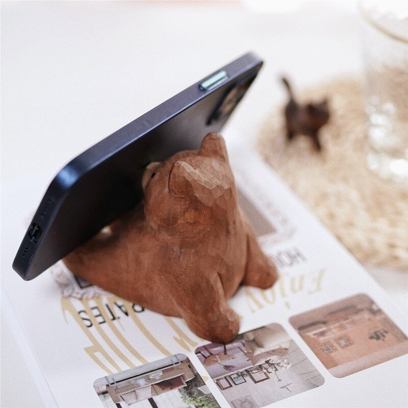 木彫りのクマの置物 多機能スタンド デスクトップ 部屋飾り物 木製オブジェ