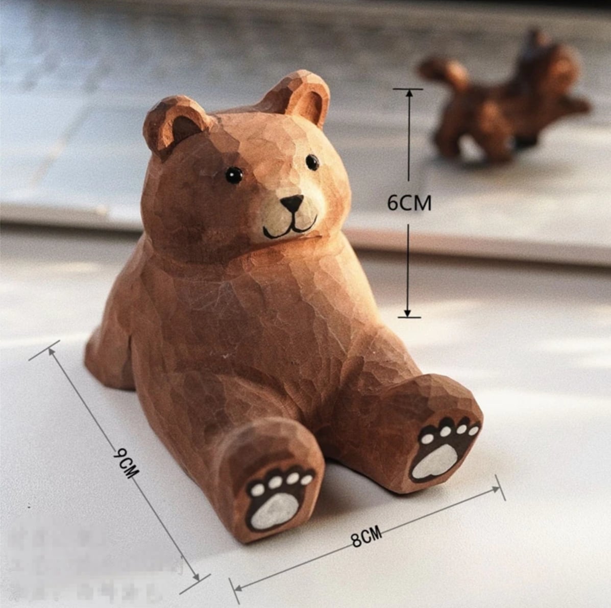 木彫りのクマの置物 多機能スタンド デスクトップ 部屋飾り物 木製オブジェ