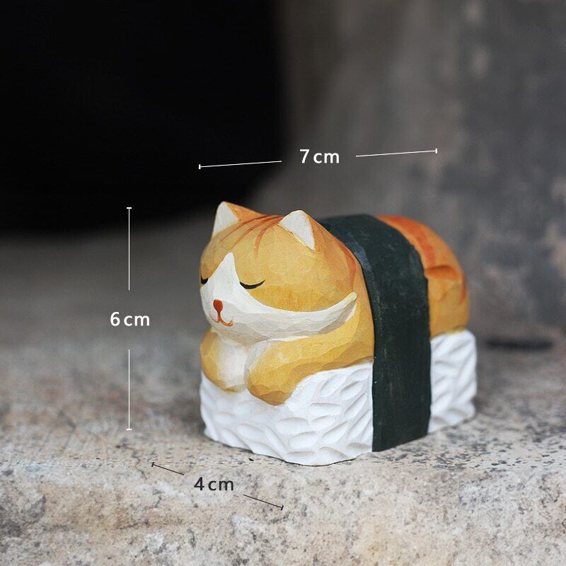 木彫りの猫の置物 贈り物 デスクトップ 動物置物 猫 置物