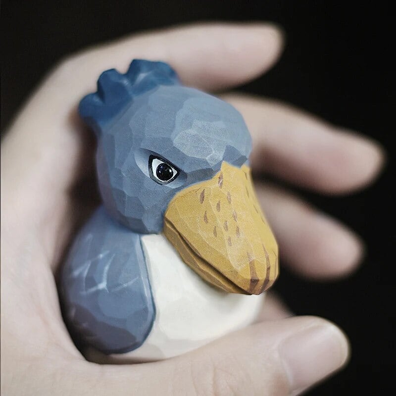 木彫りのハシビロコウの置物 贈り物 デスクトップ 動物置物 とり 置物