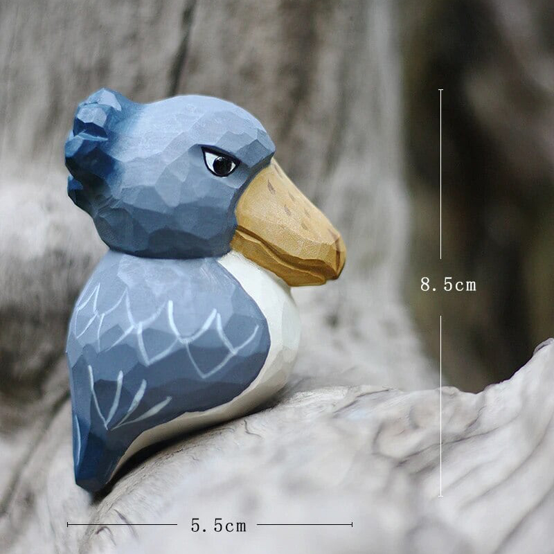 木彫りのハシビロコウの置物 贈り物 デスクトップ 動物置物 とり 置物