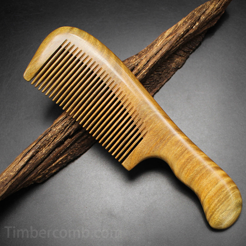 檀木櫛 頭皮マッサージ ハンドル付きヘアコーム 静電気防止 頭皮マッサージ 芳醇な木の香り 毎日のヘアケアに最適