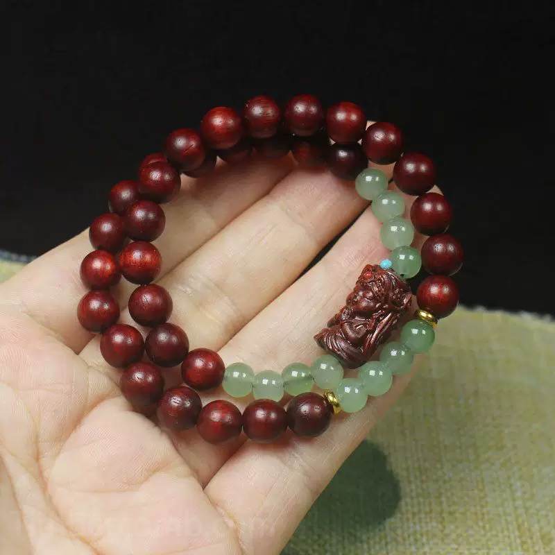 紫檀木ブレスレット 天然石 手彫りのザキラム 2連 腕輪ブレスレット お守り メンズレディース 文玩アクセサリー