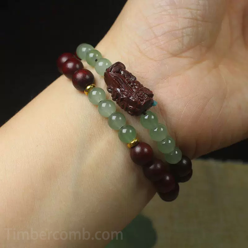 紫檀木ブレスレット 天然石 手彫りのザキラム 2連 腕輪ブレスレット お守り メンズレディース 文玩アクセサリー