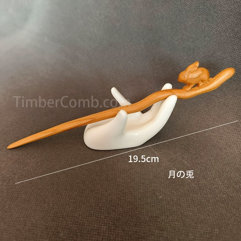 天然木彫りの桃木のかんざし｜シンプルモダンな木質高級感 女性用日常ヘアアクセサリー-木彫り高級人気専門店