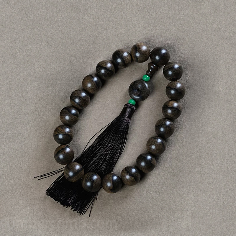 沈香ブレスレット お守り 数珠ブレスレット 19玉 レトロ 正絹房 マイ数珠 木製ブレスレット メンズ