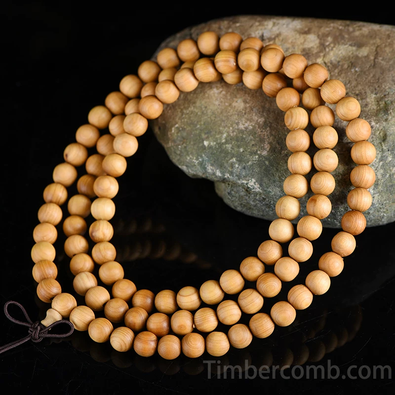 数珠ブレスレット 天然木 108玉 ヒノキ 念珠ブレスレット メンズレディース お守り 腕輪ブレスレット 魔除け